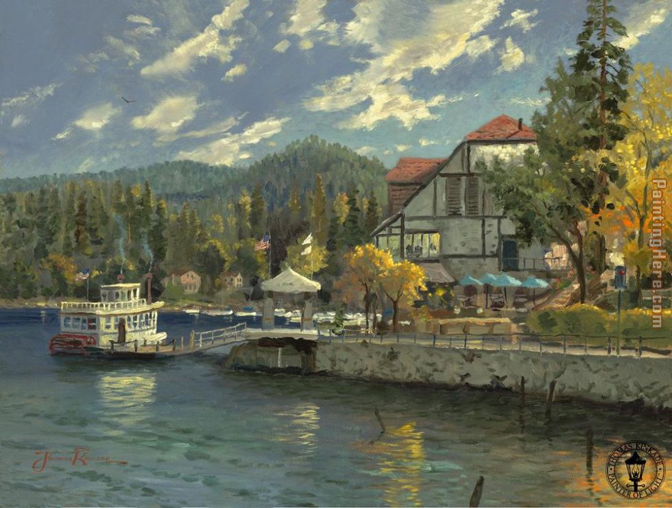 lake arrowhead painting - Thomas Kinkade lake arrowhead art painting